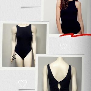 Free people Black Sleeveless Bodysuit